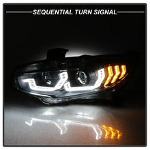 Load image into Gallery viewer, Spyder 16-18 Honda Civic 4Dr w/LED Seq Turn Sig Lights Proj Headlight - Black - PRO-YD-HC16-SEQ-BK 5086099
