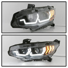 Load image into Gallery viewer, Spyder 16-18 Honda Civic 4Dr w/LED Seq Turn Sig Lights Proj Headlight - Black - PRO-YD-HC16-SEQ-BK 5086099