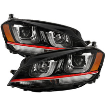 Load image into Gallery viewer, Spyder Volkswagen Golf VII 14-16 Projector Headlights DRL LED Red Stripe Blk PRO-YD-VG15-RED-DRL-BK 5080592