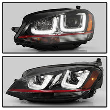 Load image into Gallery viewer, Spyder Volkswagen Golf VII 14-16 Projector Headlights DRL LED Red Stripe Blk PRO-YD-VG15-RED-DRL-BK 5080592