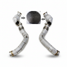 Load image into Gallery viewer, Stainless Catted Downpipe Heat Shield for BMW M5 F90 4.4T