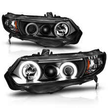 Load image into Gallery viewer, Anzo 2006-2011 Honda Civic Projector Headlights w/ Halo Black (CCFL)