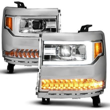 Load image into Gallery viewer, ANZO 16-18 Chevy Silverado1500 (Factory HID Models) LED Prj Light Bar Style Headlights Chrome - Pair 111625A