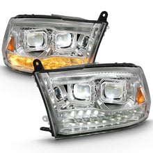 Load image into Gallery viewer, ANZO 2009-2018 Dodge Ram 1500 Led Projector Plank Style Switchback H.L Halo Chrome Amber (OE Style) 111465