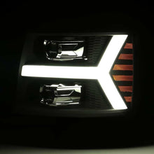 Load image into Gallery viewer, AlphaRex 07-13 Chevy 1500 LUXX LED Proj Headlights Plank Style Jet Blk w/ Activ Light/Seq Signal/DRL 880223 *Discontinued