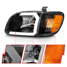 Load image into Gallery viewer, ANZO 00-04 Toyota Tundra (Fits Reg/Acc Cab Only) Crystal Headlights w/Light Bar Black w/Corner Light 111579