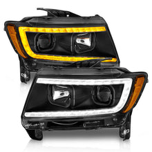 Load image into Gallery viewer, ANZO 11-13 Jeep Grand Cherokee (Factory Halogen Only) Projector Headlights w/Light Bar Swtchbk Black 111568