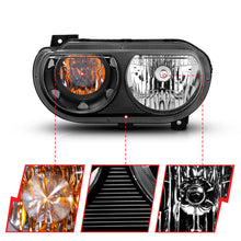 Load image into Gallery viewer, Anzo  2008-2014 Dodge Challenger Crystal Headlights Black