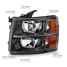 Load image into Gallery viewer, Anzo Chevy Silverado 07-13 Crystal Headlight Black Amber