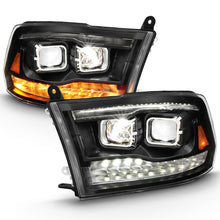 Load image into Gallery viewer, ANZO 2009-2018 Dodge Ram 1500 Led Projector Plank Style Switchback H.L Halo Black Amber (OE Style) 111464