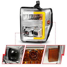 Load image into Gallery viewer, ANZO 08-10 Ford F-250 - F-550 Super Duty Projector Headlights w/ Light Bar Switchback Chrome Housing 111587