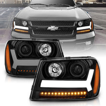 Load image into Gallery viewer, ANZO 2006-2009 Chevrolet Trailblazer Projector Headlights w/ Plank Style Design Black w/ Amber 111390