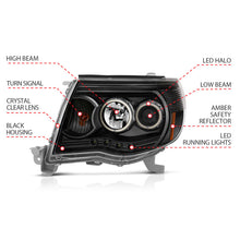 Load image into Gallery viewer, Anzo 2005-2011 Toyota Tacoma Projector Headlights w/ Halo Black