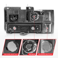 Load image into Gallery viewer, ANZO 88-98 Chevrolet C1500 Crystal Headlights w/Light Bar Chrome Housing w/ Signal Side Markers 8Pcs 111529