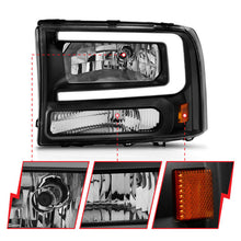 Load image into Gallery viewer, ANZO 99-04 Ford F250/F350/F450/Excursion (excl. 99) Crystal Headlights - w/ Light Bar Black Housing 111549