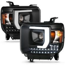 Load image into Gallery viewer, ANZO 2014-2015 Gmc Sierra 1500HD Projector Plank Style Headlight Black W/ Drl 111450