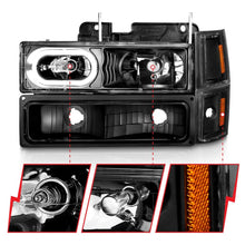 Load image into Gallery viewer, ANZO 88-98 Chevrolet C1500 Crystal Headlights Black Housing w/ Signal and Side Marker Lights 111507