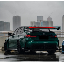 Load image into Gallery viewer, Prepreg Carbon Fiber LED Swan Neck Rear Wing for BMW G8X G80 M3 G82 M4 G87 M2