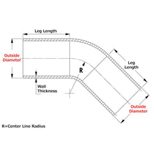 Load image into Gallery viewer, HPS Performance Products HPS 1-3/4" OD 45 Degree Bend 6061 Aluminum Elbow Pipe Tubing 16 Gauge w/ 2" CLR