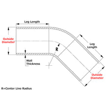 Load image into Gallery viewer, HPS Performance Products HPS 1-3/8" OD 45 Degree Bend 6061 Aluminum Elbow Pipe Tubing 16 Gauge