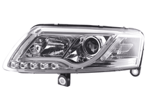 Load image into Gallery viewer, Audi A6 (C6 4F) Chrome LED Headlights with Daytime Running Lights (2004-2008)