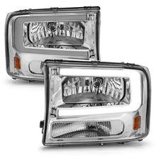 Load image into Gallery viewer, ANZO 99-04 Ford F250/F350/F450/Excursion (excl. 99) Crystal Headlights - w/ Light Bar Chrome Housing 111550