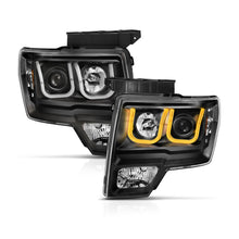 Load image into Gallery viewer, Anzo Ford F-150 09-14 Projector Switchback Headlights U-Bar Black W/ Amber