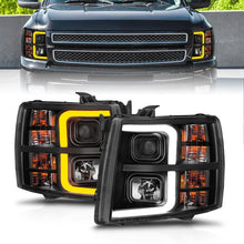 Load image into Gallery viewer, ANZO 2007-2013 Chevrolet Silverado 1500 Projector w/ Light Bar Black Housing w/ Sequential 111545
