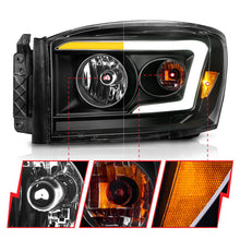 Load image into Gallery viewer, Anzo 06-09 Dodge RAM 1500/2500/3500 Headlights Black Housing/Clear Lens (w/Switchback Light Bars) 111526