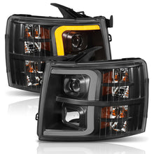Load image into Gallery viewer, ANZO 07-13 Chevrolet Silverado 1500 Plank Style Projector Headlights Black w/ Amber 111410