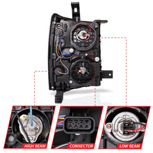 Load image into Gallery viewer, ANZO 14-15 Chevrolet Silverado 1500 Projector Headlights w/ Plank Style Switchback Black w/ Amber 111412