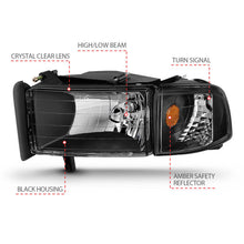 Load image into Gallery viewer, Anzo Black Crystal Headlights 1994-2001 Dodge Ram 1500