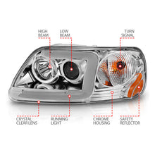 Load image into Gallery viewer, ANZO 1997-2003 Ford F-150 Projector Headlights w/ Light Bar Chrome Housing 111504