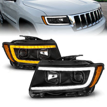 Load image into Gallery viewer, ANZO 11-13 Jeep Grand Cherokee (Factory Halogen Only) Projector Headlights w/Light Bar Swtchbk Black 111568