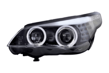 Load image into Gallery viewer, BMW 5-series E60 E61 Black Angel Eyes Headlight Set (2003-2007)