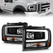 Load image into Gallery viewer, ANZO 99-04 Ford F250/F350/F450/Excursion (excl 99) Projector Headlights - w/ Light Bar Black Housing 111551