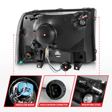 Load image into Gallery viewer, ANZO 99-04 Ford F250/F350/F450/Excursion (excl. 99) Crystal Headlights - w/ Light Bar Black Housing 111549