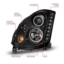 Load image into Gallery viewer, Anzo 2003-2007 Infiniti G35 Projector Headlights w/ Halo Black (CCFL) (HID