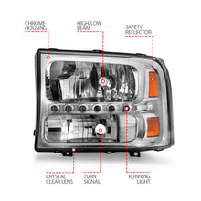 Load image into Gallery viewer, Anzo 2000-2004 Ford Excursion Crystal Headlights Chrome w/ LED 1pc