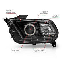 Load image into Gallery viewer, Anzo 2010-2014 Ford Mustang Projector Headlights w/ Halo Black (CCFL)
