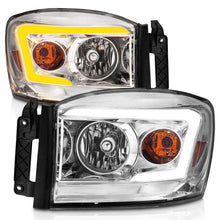 Load image into Gallery viewer, Anzo 06-09 Dodge RAM 1500/2500/3500 Headlights Chrome Housing/Clear Lens (w/Switchback Light Bars) 111527