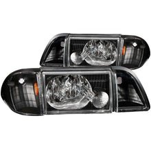 Load image into Gallery viewer, Anzo 1987-1993 Ford Mustang Crystal Headlights Black w/ Corner Lights 2pc