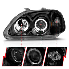 Load image into Gallery viewer, Anzo 1996-1998 Honda Civic Projector Headlights w/ Halo Black