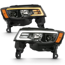 Load image into Gallery viewer, ANZO 2017-2018 Jeep Grand Cherokee Projector Headlights w/ Plank Style Switchback - Black w/ Amber 111418
