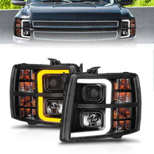 Load image into Gallery viewer, ANZO 2007-2013 Chevrolet Silverado 1500 Projector w/ Light Bar Black Housing w/ Sequential 111545
