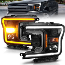 Load image into Gallery viewer, ANZO 2018-2020 Ford F-150 Projector Headlight w/ Plank Style Switchback Black Housing 111509