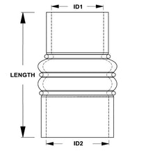 Load image into Gallery viewer, HPS Performance Products HPS 2-1/2" - 3" ID, 6" Length, Silicone Charge Air Cooler CAC Hose Double Hump Reducer Coupler Bellow Hot Side, Ultra High Temp 4-ply Aramid Reinforced, 63mm - 76mm ID