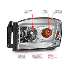 Load image into Gallery viewer, Anzo 06-09 Dodge RAM 1500/2500/3500 Headlights Chrome Housing/Clear Lens (w/ Light Bars) 111525