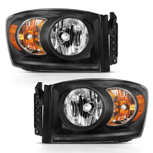 Load image into Gallery viewer, ANZO 2006-2009 Dodge Ram 1500 Crystal Headlight  Black Amber 111427