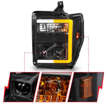 Load image into Gallery viewer, ANZO 08-10 Ford F-250 - F-550 Super Duty Projector Headlights w/ Light Bar Switchback Black Housing 111586